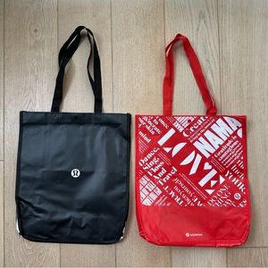 Lululemon Large Shopping Gift Bags - Set of 2 (1 black & 1 red)